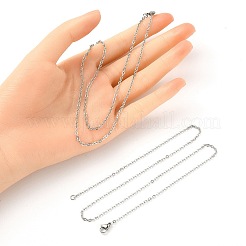 10Pcs 304 Stainless Steel Cable Chain Necklaces Set for Men Women&nbsp;MAK-YW0002-01P