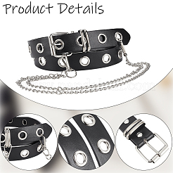 Black PU Leather Waist Belts&nbsp;AJEW-CL0004-87