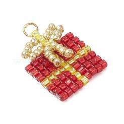 Glass Seed Beaded Christmas Gift Pendants&nbsp;PALLOY-MZ00899-01