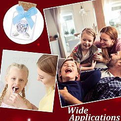 2Pcs Column Transparent Glass Baby Boy Teeth Empty Cork Bottles with Bowknot and Plastic Tooth Picture Stickers&nbsp;AJEW-NB00016