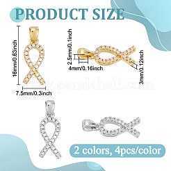 8Pcs 2 Colors Brass Micro Pave Cubic Zirconia Pendants&nbsp;KK-BC0015-04