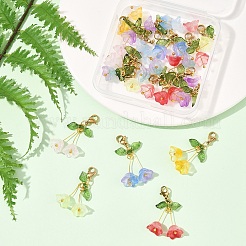 18Pcs 9 Colors Campanula Glass Pendant Decoration&nbsp;HJEW-FS00037