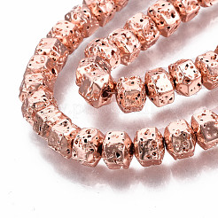 Electroplated Natural Lava Rock Beads Strands&nbsp;G-T114-64RS