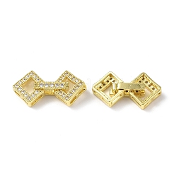 Rack Plating Brass Micro Pave Clear Cubic Zirconia Fold Over Clasps&nbsp;KK-G448-01G