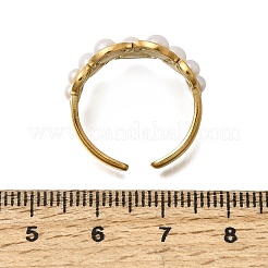 304 Stainless Steel with Imitation Pearl Cuff Open Rings for Women&nbsp;RJEW-Z144-01G-01