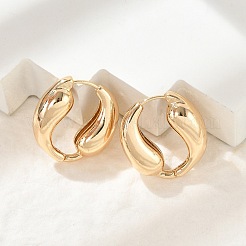 Brass Hoop Earrings for Women&nbsp;LS-EJEW-U041-09G