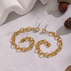 304 Stainless Steel Cable Chain Tassel Stud Earrings&nbsp;GP6296