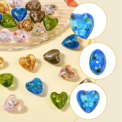24Pcs 6 Colors Handmade Lampwork Silver Foil Glass Beads&nbsp;FOIL-FS0001-01