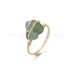Natural Gemstone Braided Bead Chips Finger Rings&nbsp;RJEW-TA00216-01