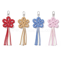 4Pcs Flower Cotton Threads Pendants Decorations&nbsp;HJEW-TA00399