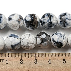 Faceted Natural Fire Crackle Agate Beads Strands&nbsp;G-F447-12mm-J02