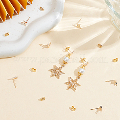 10Pcs Star Shape Brass Cubic Zirconia Stud Earring Findings&nbsp;KK-BBC0012-69