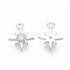 Brass Cubic Zirconia Charms&nbsp;X-ZIRC-Q002-143P