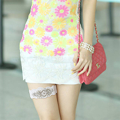 Flower Pattern Polyester Lace Elastic Bridal Garters&nbsp;AJEW-WH0470-67