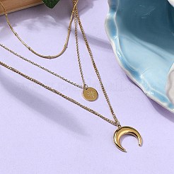 304 Stainless Steel 3 Layer Necklaces&nbsp;NJEW-Z054-02G