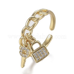 Adjustable Brass Micro Pave Clear Cubic Zirconia Cuff Rings&nbsp;ZIRC-Z002-12G