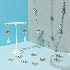 16Pcs 2 Colors 304 Stainless Steel Pave Clear Cubic Zirconia Connector Charms&nbsp;STAS-UN0056-06