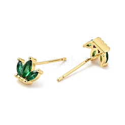 Cubic Zirconia Crown Stud Earrings&nbsp;EJEW-G297-12G-02