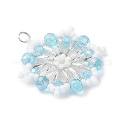 3Pcs Glass Seed Beaded Snowflake Pendants&nbsp;PALLOY-MZ01080