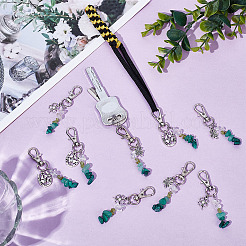 12Pcs 3 Styles Natural Peridot & Quartz Crystal & Green Aventurine & Malachite Chips Pendant Decorations&nbsp;HJEW-GO00101