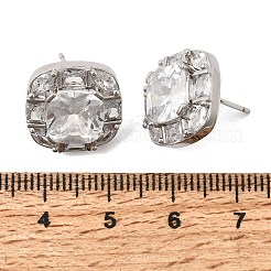 Brass Pave Cubic Zirconia & Glass Stud Earrings&nbsp;EJEW-G471-03P