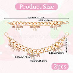 2Pcs Alloy Enamel Pink Bowknot Charm Aluminum Bag Decorative Chains&nbsp;HJEW-BBC0001-28