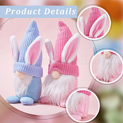 2Pcs 2 Colors Easter Cloth Bunny Gnome Doll Ornament&nbsp;AJEW-GF0007-78A