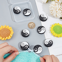 8Pcs Round with Sun and Moon Food Grade Eco-Friendly Silicone Focal Beads &nbsp;SIL-NB0001-46