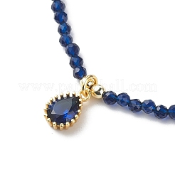 Cubic Zirconia Teardrop Pendant Necklace with Natural Kyanite Beaded Chains&nbsp;NJEW-JN04121-01