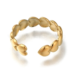 Heart 304 Stainless Steel Open Cuff Ring for Women&nbsp;RJEW-F161-02G-21