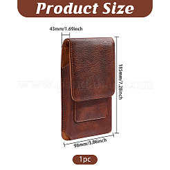 Rectangle Cowhide Mobile Phone Waist Belt Pouches&nbsp;AJEW-WH0596-953B