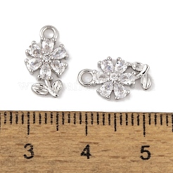 Brass Micro Pave Clear Cubic Zirconia Charms&nbsp;KK-L212-18P