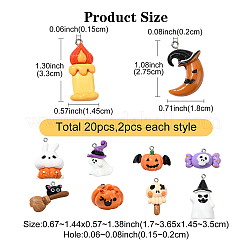 20Pcs 10 Styles Halloween Theme Opaque Resin Pendants&nbsp;RESI-YW0001-86