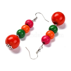 Handmade Wood Beads Multi-Layer Necklaces & Boho Dangle Earrings Set&nbsp;SJEW-A001-01B