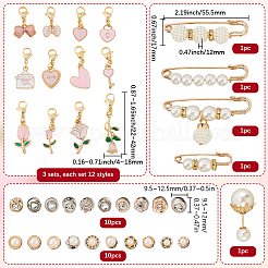 Alloy Glass Pendants & Alloy Safety Pin Brooch&nbsp;AJEW-SP0002-05