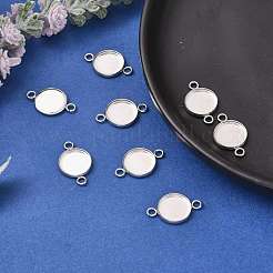 Non-Tarnish Flat Round 304 Stainless Steel Cabochon Connector Settings&nbsp;X-STAS-E079-02
