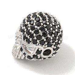 Brass Micro Pave Black Cubic Zirconia Beads&nbsp;ZIRC-P119-14P-02