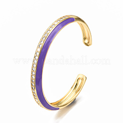 Brass Micro Pave Clear Cubic Zirconia Cuff Bangles&nbsp;BJEW-N302-004C-NF