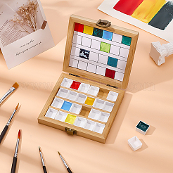 Bamboo & 24 Grid Plastic Empty Watercolor Paint Pans&nbsp;AJEW-WH0696-016
