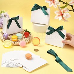White Cardboard Paper Wedding Candy Boxes with Ribbon&nbsp;CON-FZC0002-002B