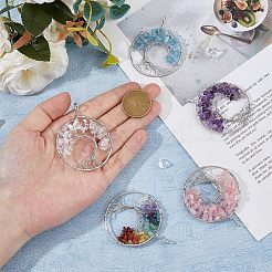 5Pcs 5 Styles Natural Amethyst & Rose Quartz & Aquamarine & Chakra Stone&nbsp;KK-HS0001-04