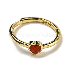Heart Natural Carnelian Adjustable Rings&nbsp;RJEW-Q818-02G-01