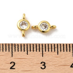 Rack Plating Brass Pave Clear Cubic Zirconia Connector Charms&nbsp;KK-G477-02G