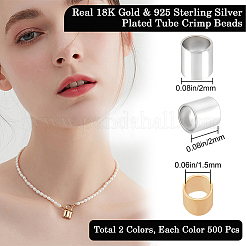 1000Pcs 2 Colors Brass Crimp Beads&nbsp;KK-BBC0029-45