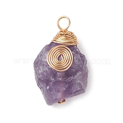 Raw Rough Natural Green Aventurine/Tiger Eye/Rose Quartz/Amethyst/Quartz Crystal Copper Wire Vortex Wrapped Pendants&nbsp;PALLOY-JF03300