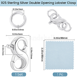 1Pc Sterling Silver Double Opening Lobster Claw Clasps&nbsp;STER-BBC0009-56B