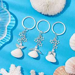 3Pcs 3 Styles Natural Shell Keychains&nbsp;KEYC-JKC00973