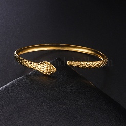 304 Stainless Steel Snake Cuff Bangle&nbsp;BJEW-F456-01G