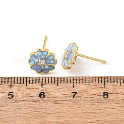 Brass Enamel Flower Stud Earrings&nbsp;EJEW-I322-12G