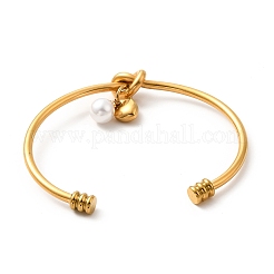 Ion Plating(IP) 304 Stainless Steel Love Knot Open Cuff Bangle&nbsp;BJEW-P283-02G